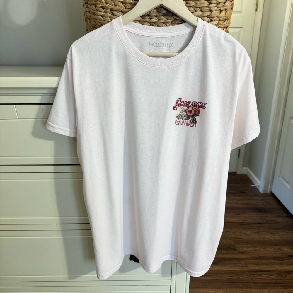 NEW Modern Lux Botanical Garden Graphic Tee XXL Pink Short Sleeve Floral